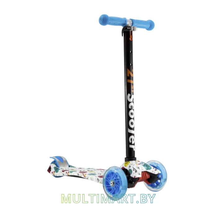 Самокат 21st Scooter Maxi BL 036Z голубой, прозрачные колёса